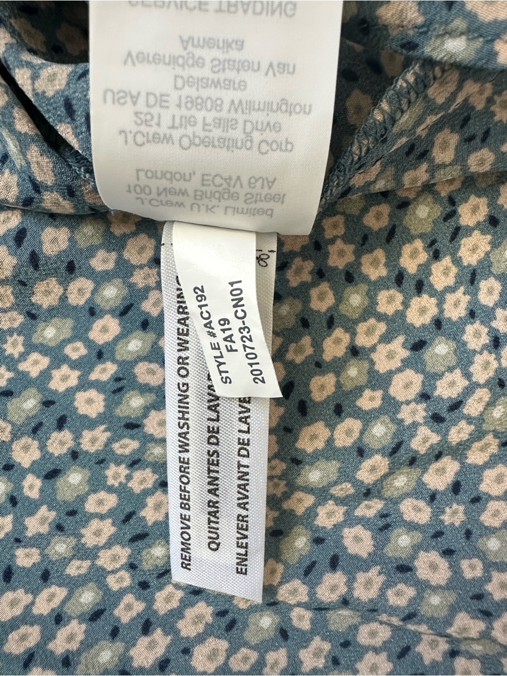 Madewell 100% Silk Ruffle Neck Boho Poet Sleeve Blouse in Ditsy Blue Floral L - Picture 5 of 11